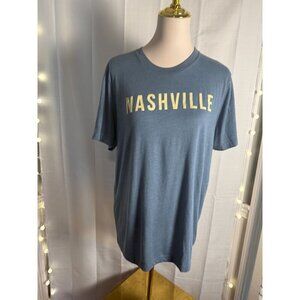 Nashville Graphic T-Shirt Blue With Gold Text Unisex Casual Crew Neck Cotton Ble